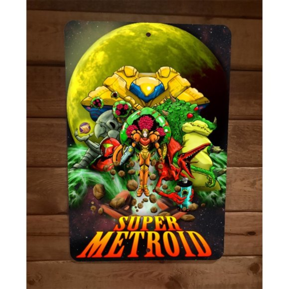 Super Metroid Artwork 8x12 Metal Wall Sign Video Game Poster